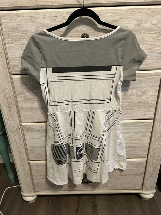 Star Wars R2D2 Mighty Fibe Graphic Tee Skater Dress - White & Gray XL - Picture 2 of 5